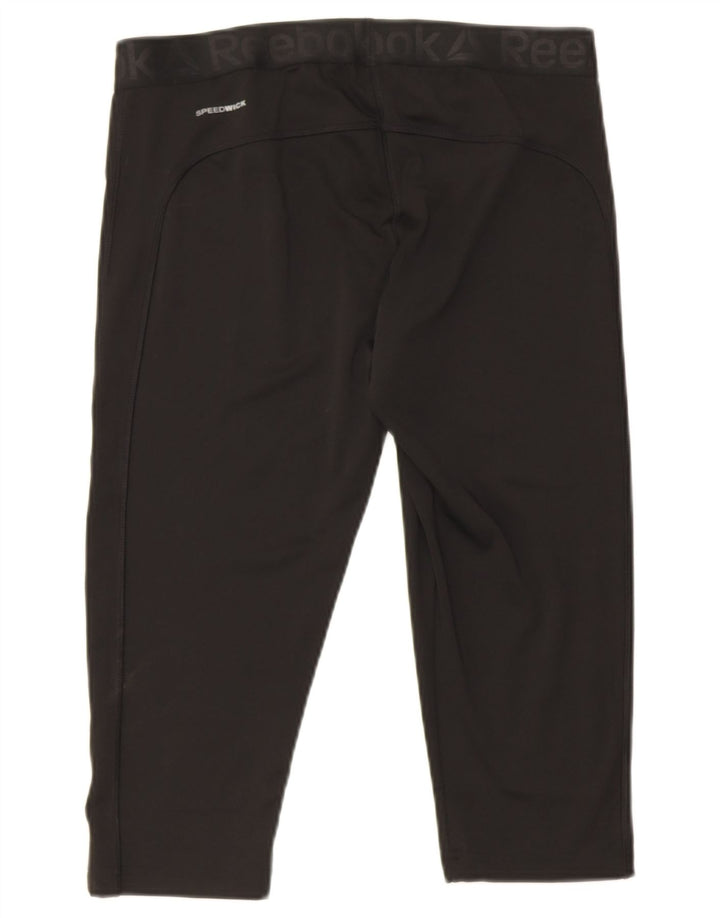 Reebok Dame Capri Leggings UK 16/18 Large Black Polyester