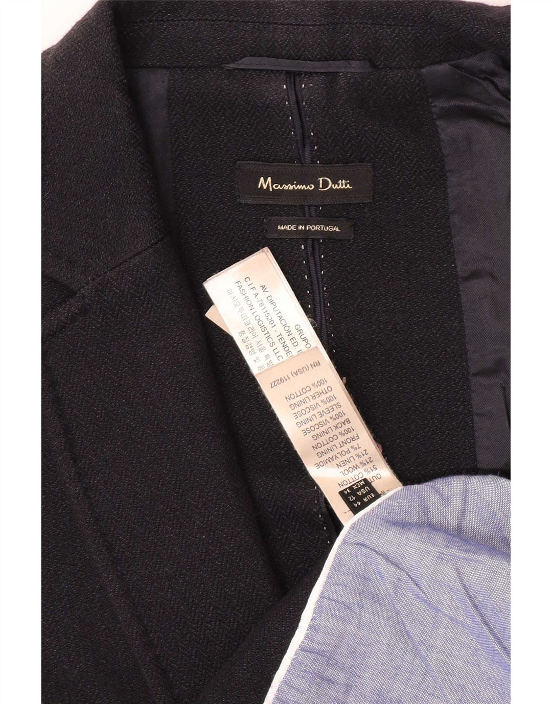 Massimo Dutti Dame 1 Knap Blazer Jakke EU 44 XL Sort Bomuld