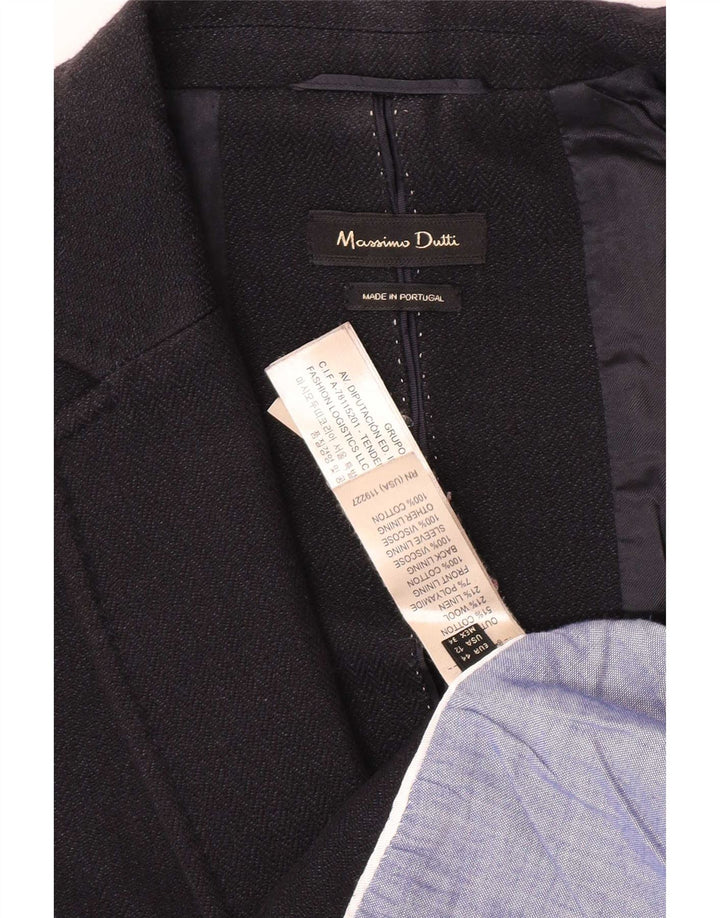 Massimo Dutti Dame 1 Knap Blazer Jakke EU 44 XL Sort Bomuld