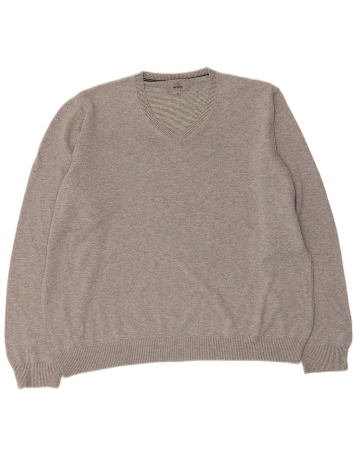 Marks & Spencer Herre V-hals sweater XL Grå Bomuld