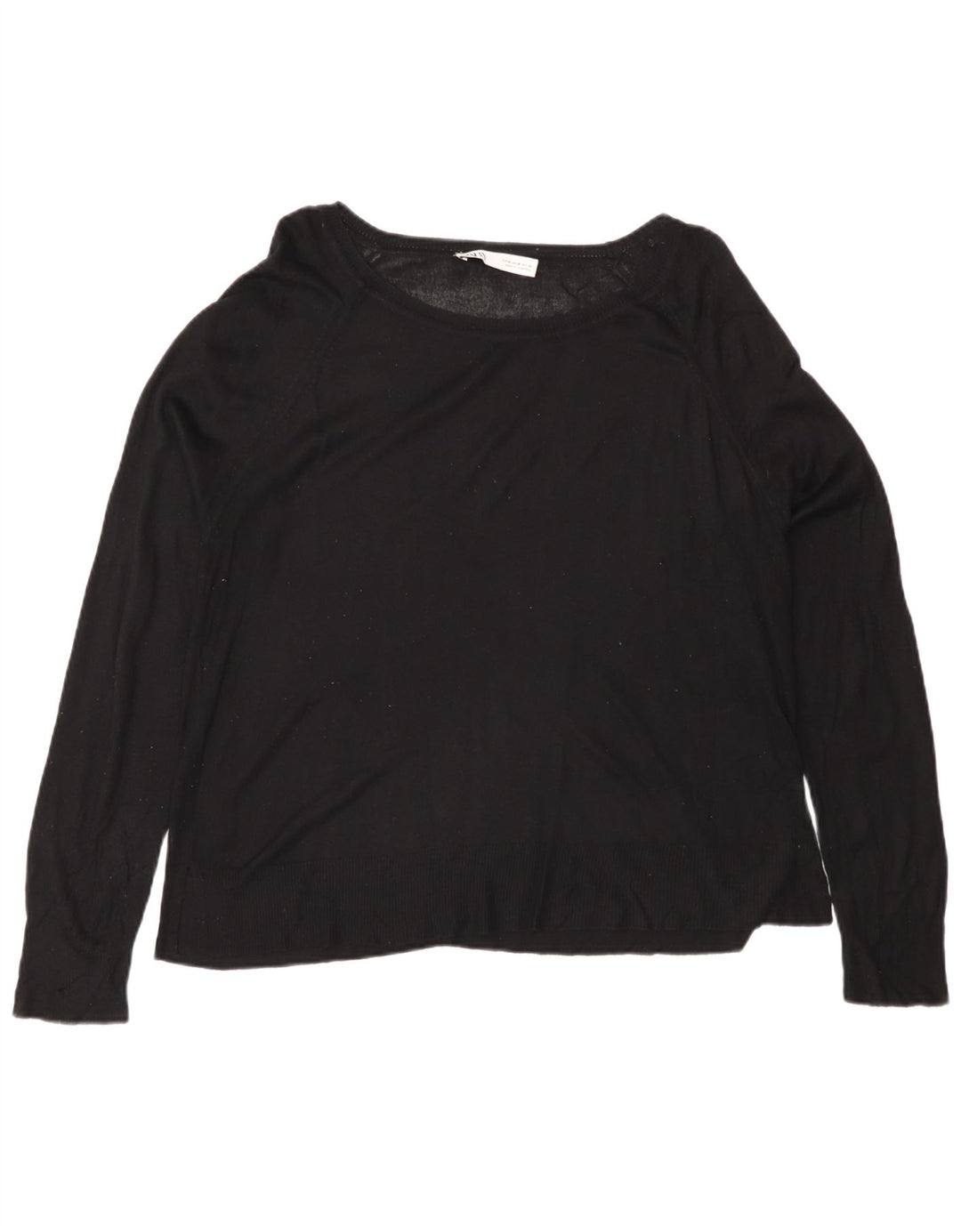 Zara Dame Boat Neck Jumper Sweater UK 14 Medium Black