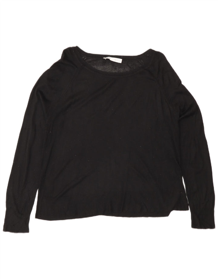 Zara Dame Boat Neck Jumper Sweater UK 14 Medium Black