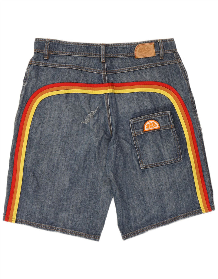 SUNDEK Herre Denim Shorts W36 Stor Blå Stribet Bomuld