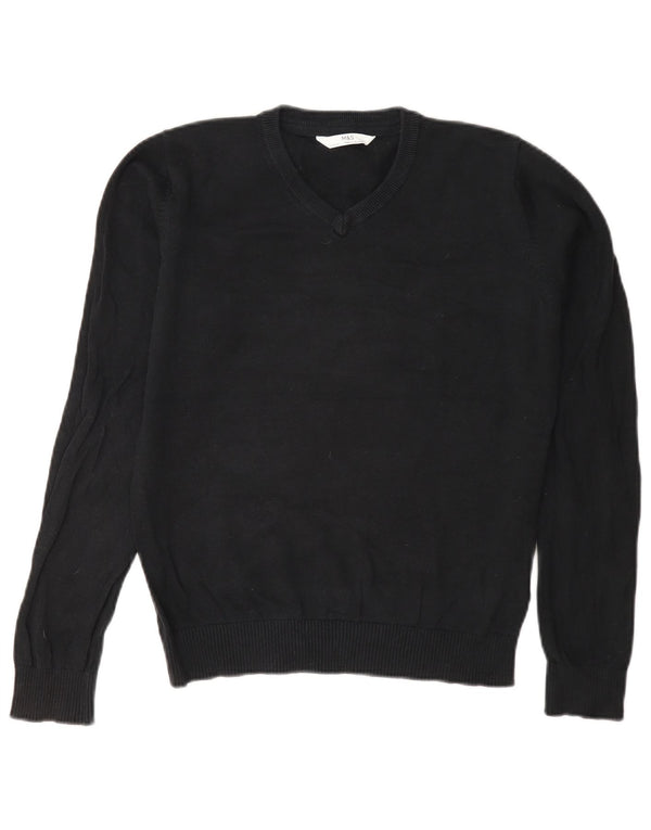Marks & Spencer Boys Slim V-hals sweater 12-13 år Sort bomuld