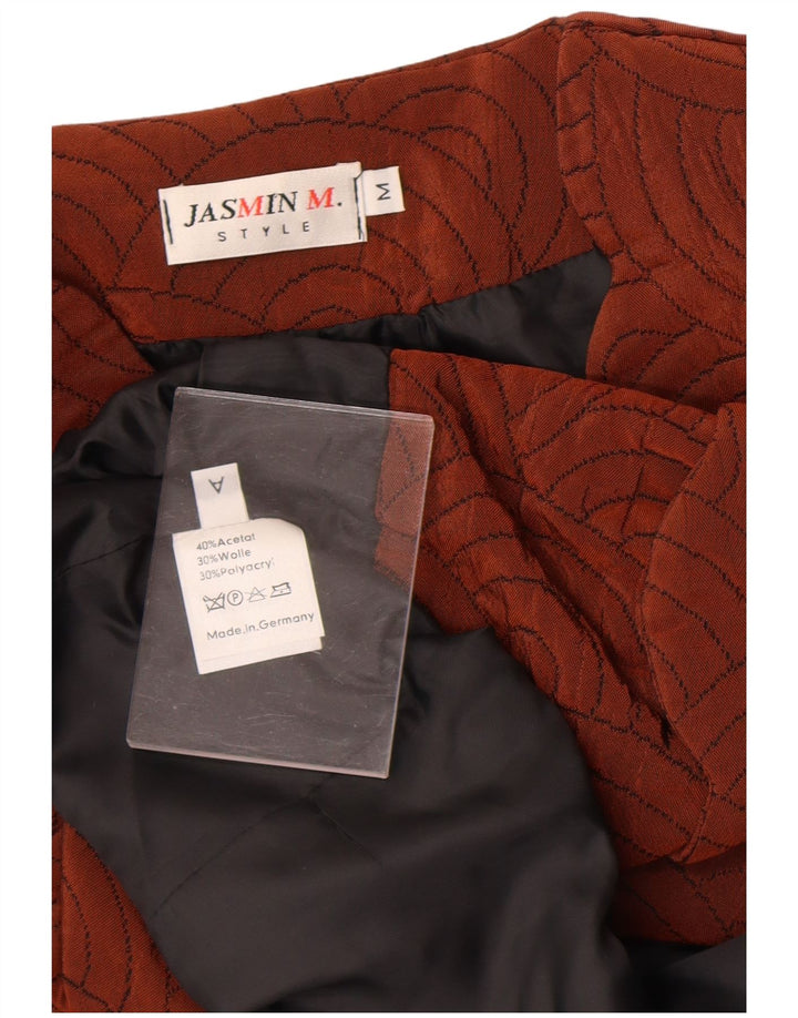 Vintage dame 3-knaps blazerjakke UK 14 medium brun geometrisk acetat