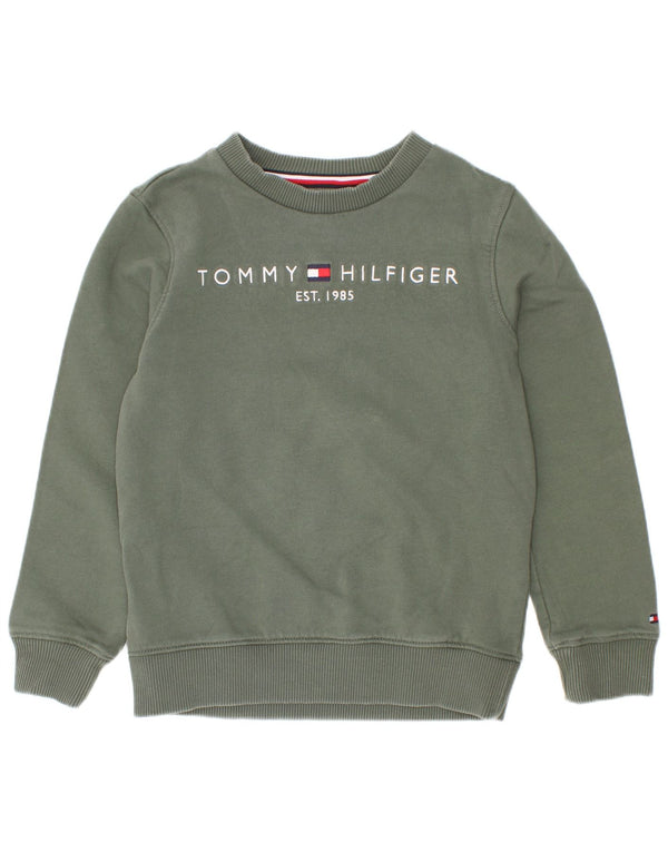 Tommy Hilfiger Boys Grafisk Sweatshirt Jumper 5-6 år Grøn Bomuld