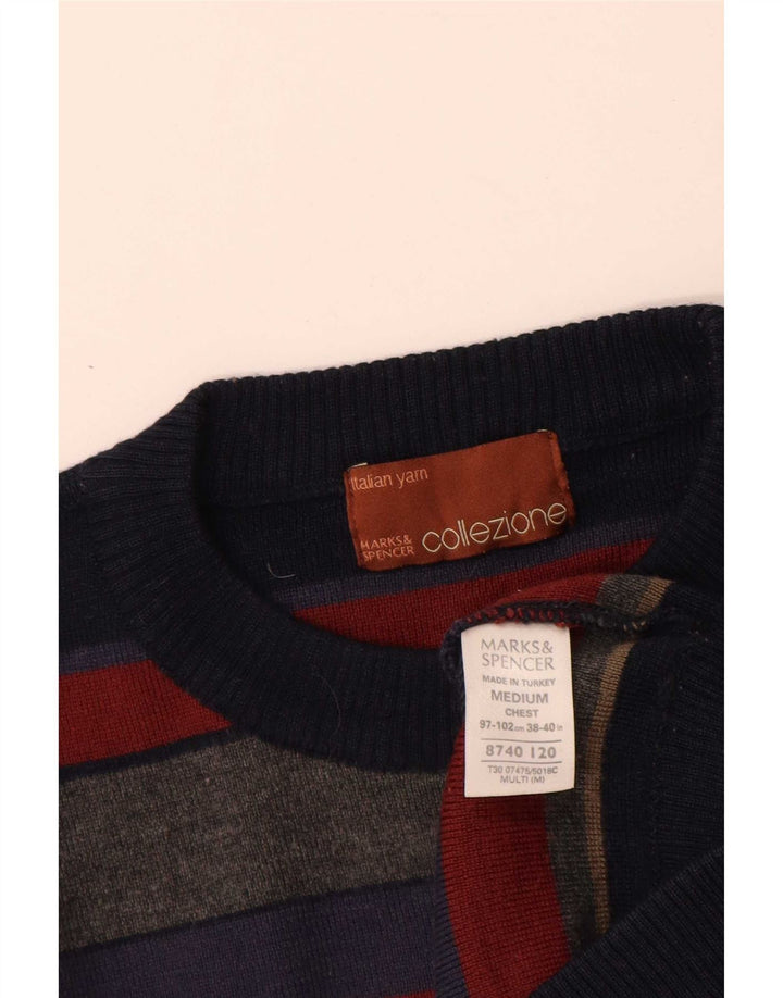 Marks & Spencer Herretrøje med rund hals trøje Medium flerfarvet stribet