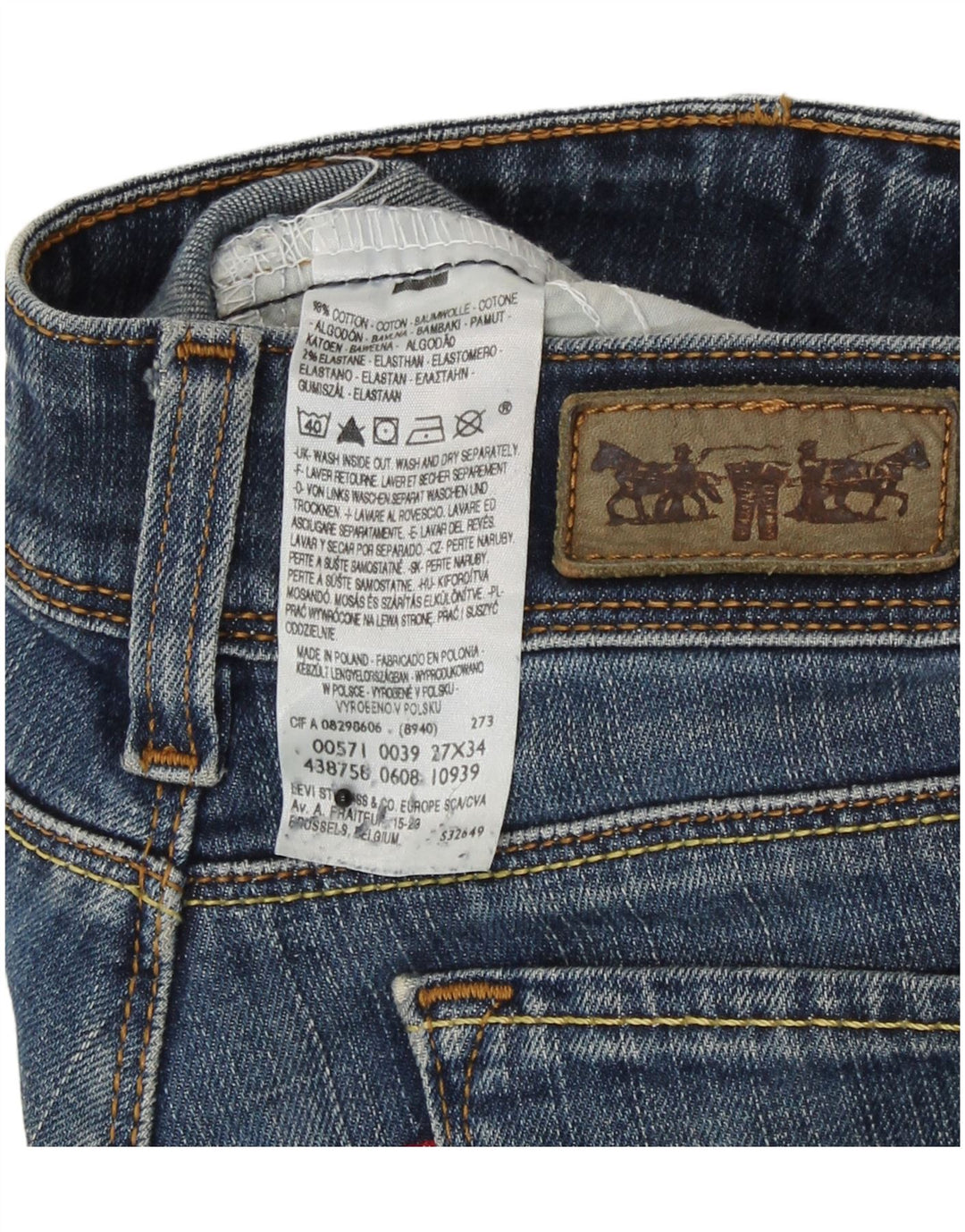 Levi's Dame 571 Slim Jeans W27 L31 Blå Bomuld