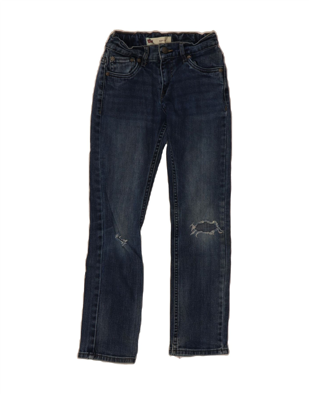 LEVI'S Boys 511 Distressed Slim Jeans 9-10 Years W25 L25 Blue Cotton Vintage Levi's and Second-Hand Levi's from Messina Hembry 