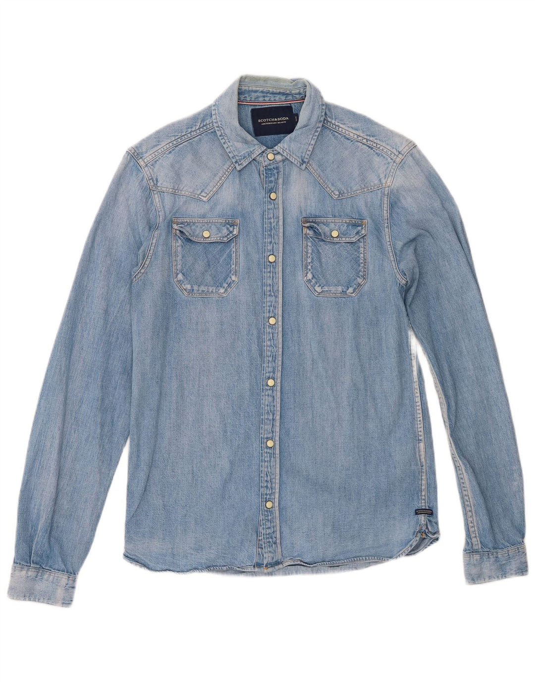 Scotch & Soda Herre Slim Denim Shirt Medium Blue Bomuld