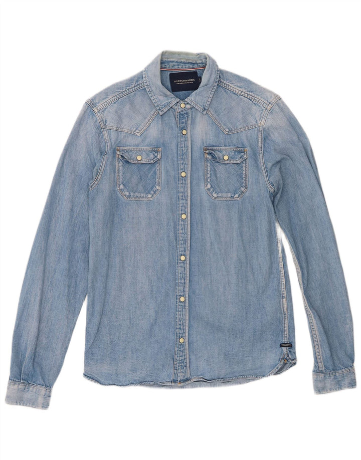 Scotch & Soda Herre Slim Denim Shirt Medium Blue Bomuld