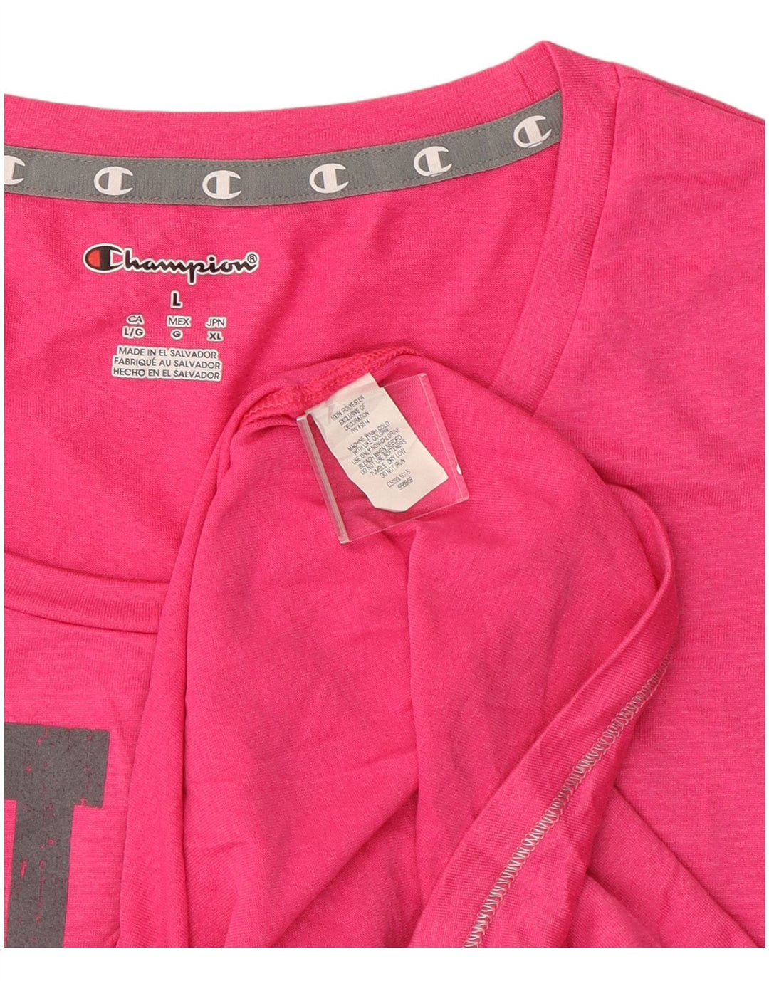Champion Dame Grafisk T-Shirt Top UK 14 Large Pink Polyester