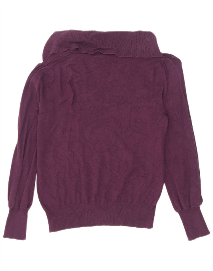 Marks & Spencer Dame Rullehals sweater UK 14 Medium Purple Viscose