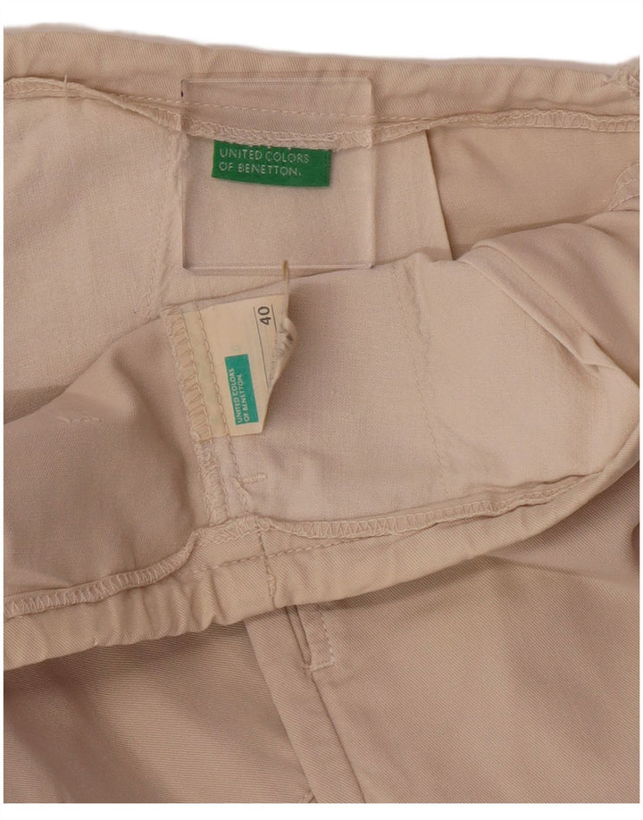 Benetton lige cargobukser til kvinder IT 40 Small W30 L32 Beige bomuld
