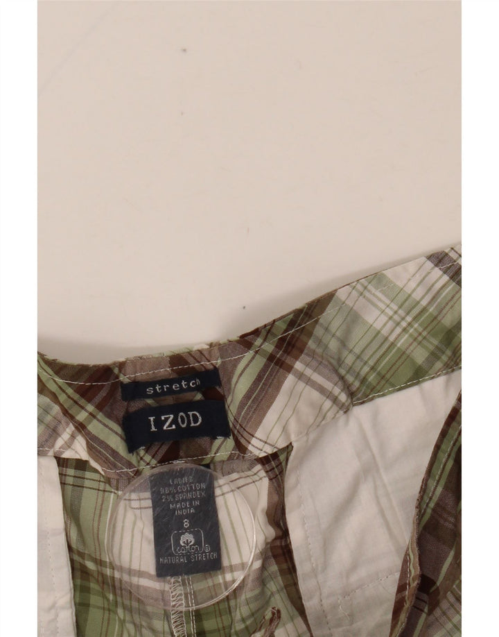 IZOD Chino Shorts til kvinder US 8 Medium W32 Khaki ternet bomuld