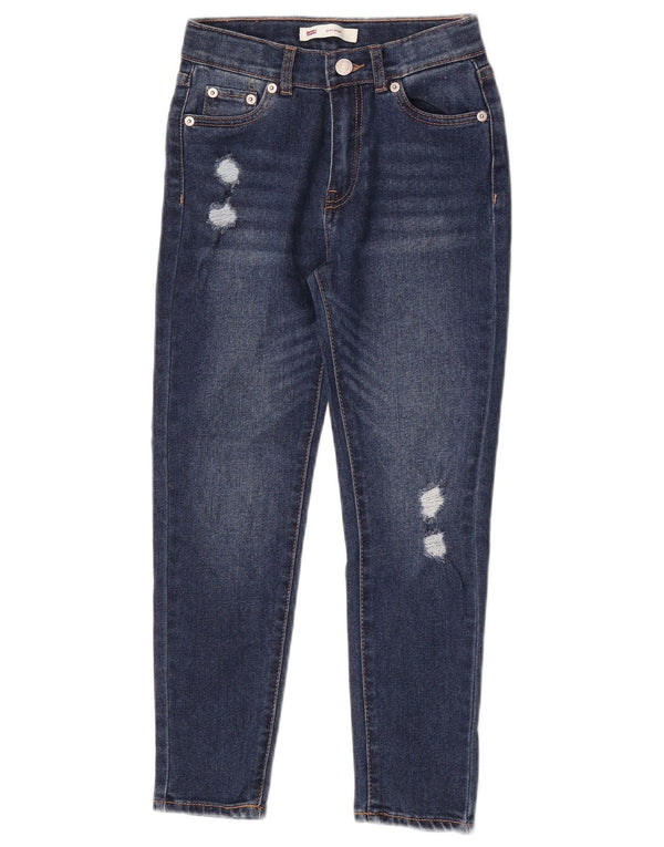 Levi's Girls Mini Mom Distressed Tapered Jeans 7-8 år W22 L22 Blå