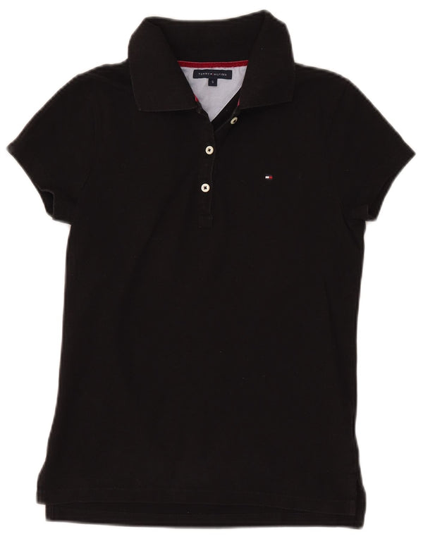 TOMMY HILFIGER Dame poloshirt UK 8 Small Black Bomuld