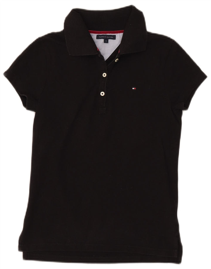 TOMMY HILFIGER Dame poloshirt UK 8 Small Black Bomuld