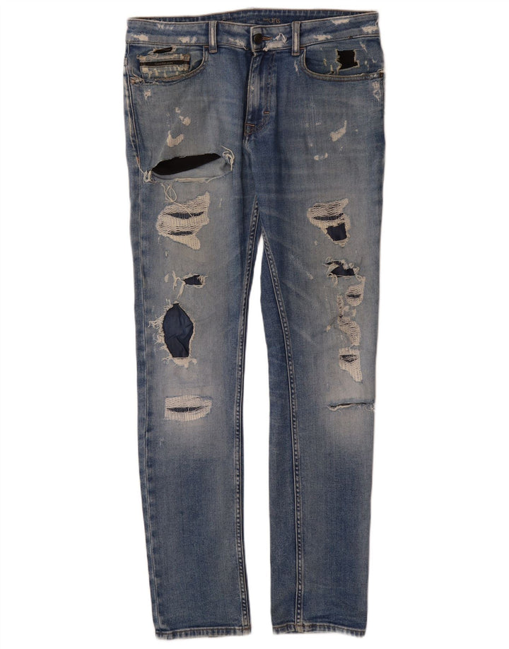 Calvin Klein Herre Distressed Slim Jeans W32 L34 Blå Bomuld