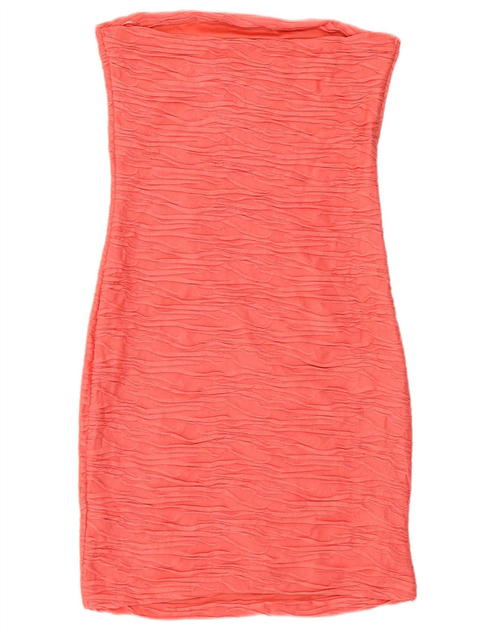 Zara Dame Stropløs Bodycon Kjole UK 14 Medium Pink Polyester