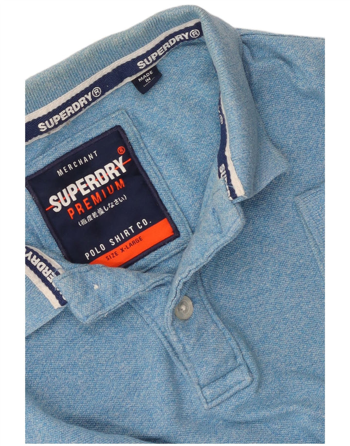 Superdry Grafisk Polo Shirt til mænd XL Blå Flecked