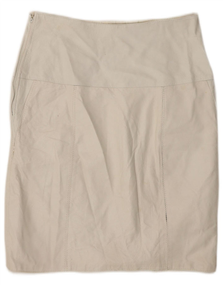 Vintage lædernederdel til kvinder IT 44 Medium W28 Hvidt læder