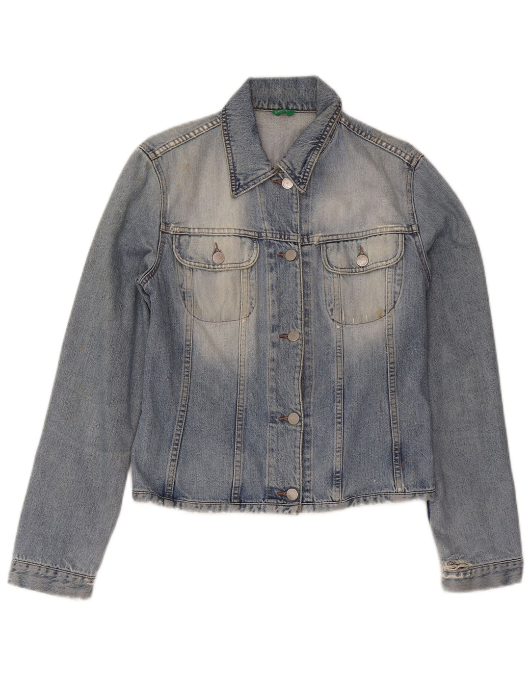 Benetton Dame denimjakke UK 12 Medium Blue Bomuld