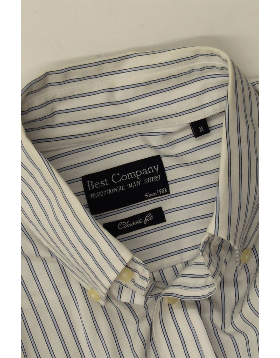 Best Company Herre Classic Fit Shirt Medium White Pinstripe