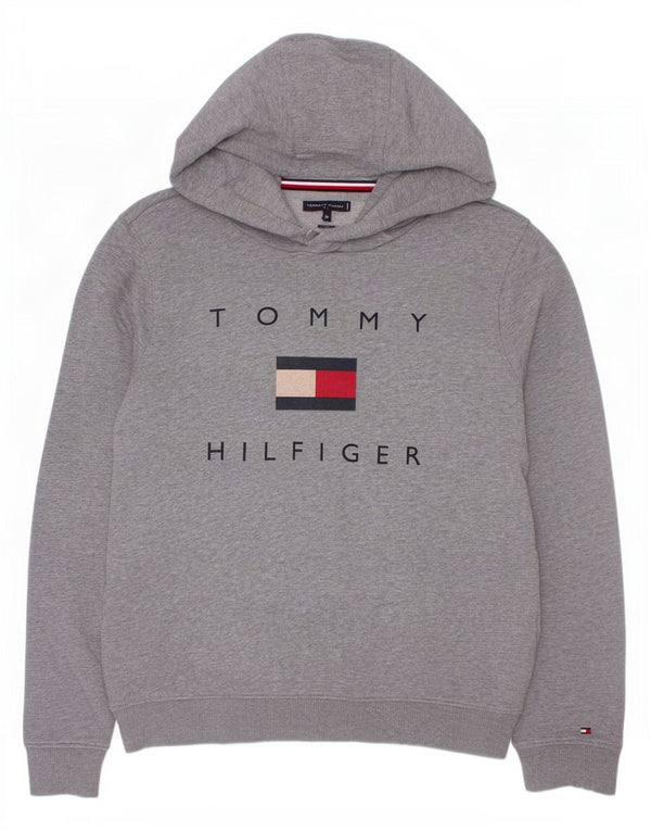 Tommy Hilfiger Grafisk hættetrøje til drenge 13-14 år Gråflettet bomuld