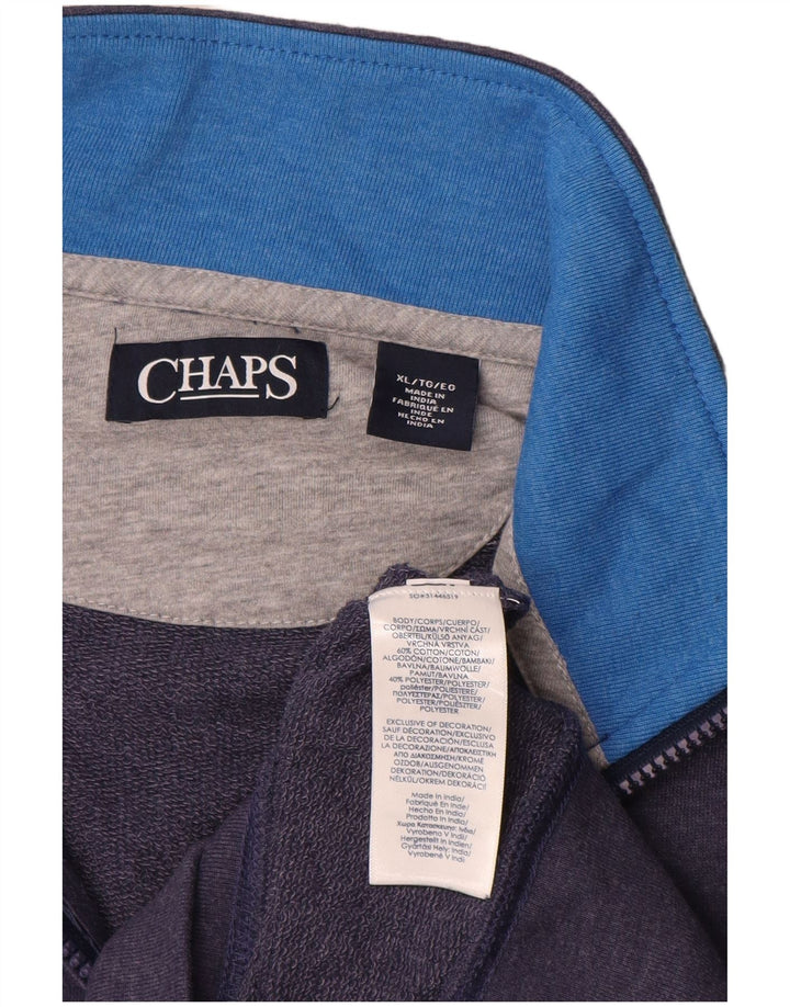 Chaps Herre Zip Neck Sweatshirt Jumper XL Navy Blue Bomuld