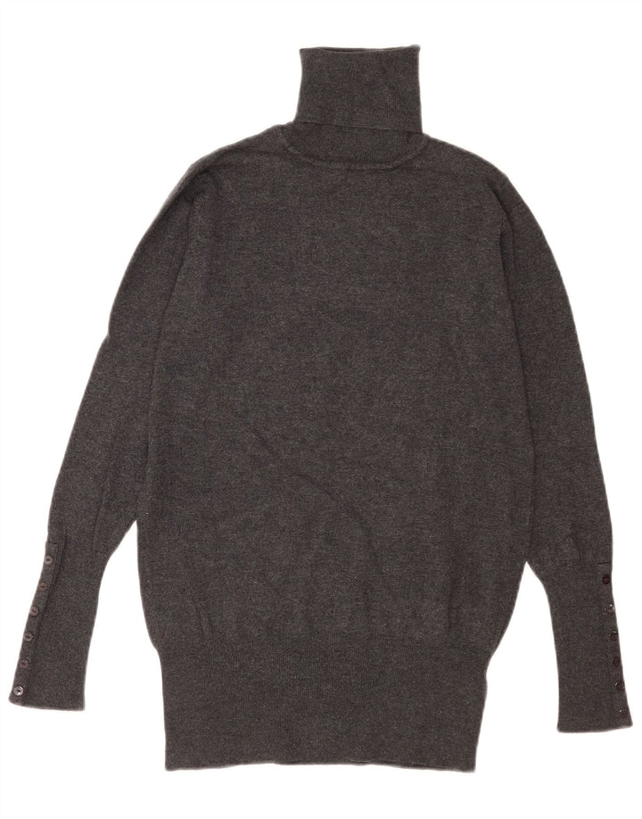 Zara Dame Rullehals Sweater UK 12 Medium Grå Rayon