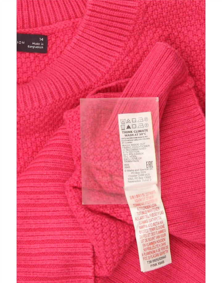 Marks & Spencer Dame Crop Turtle Neck Jumper Sweater UK 14 Large Pink