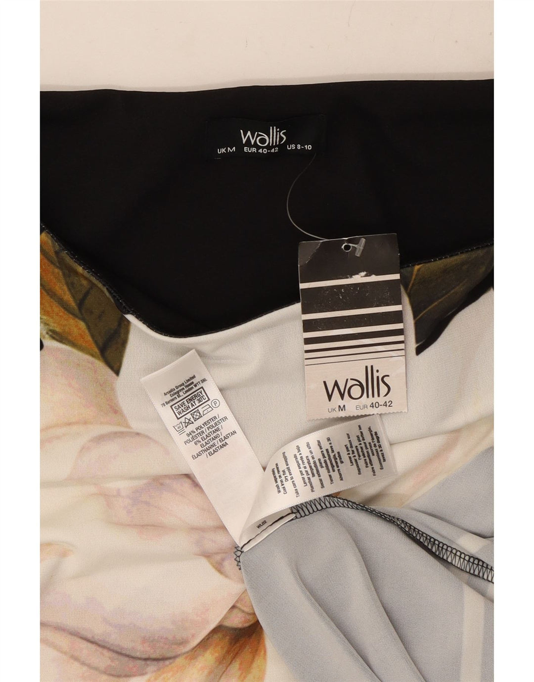 Wallis Kvinders 3/4-ærmede Skedekjole US 8/10 Medium Black Floral Polyester