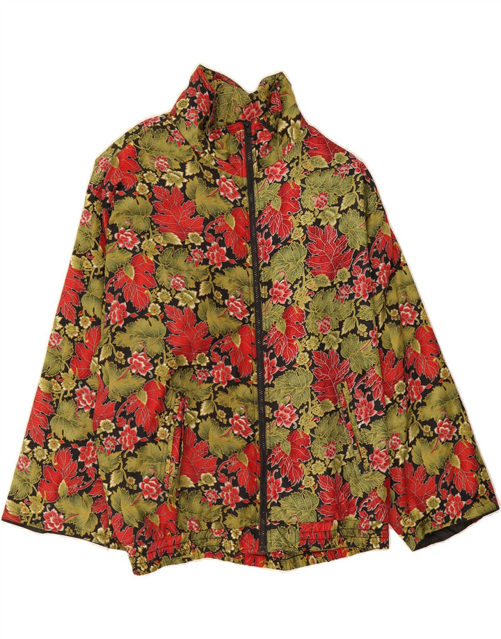 VITAL ZONE Womens Oversized Bomber Jacket UK 20 2XL Green Floral Polyester Vintage Vital Zone and Second-Hand Vital Zone from Messina Hembry 
