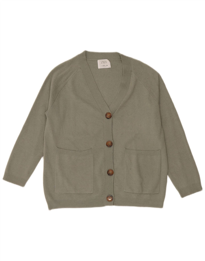 Zara Pige Cardigan Sweater 13-14 År Grøn Polyester