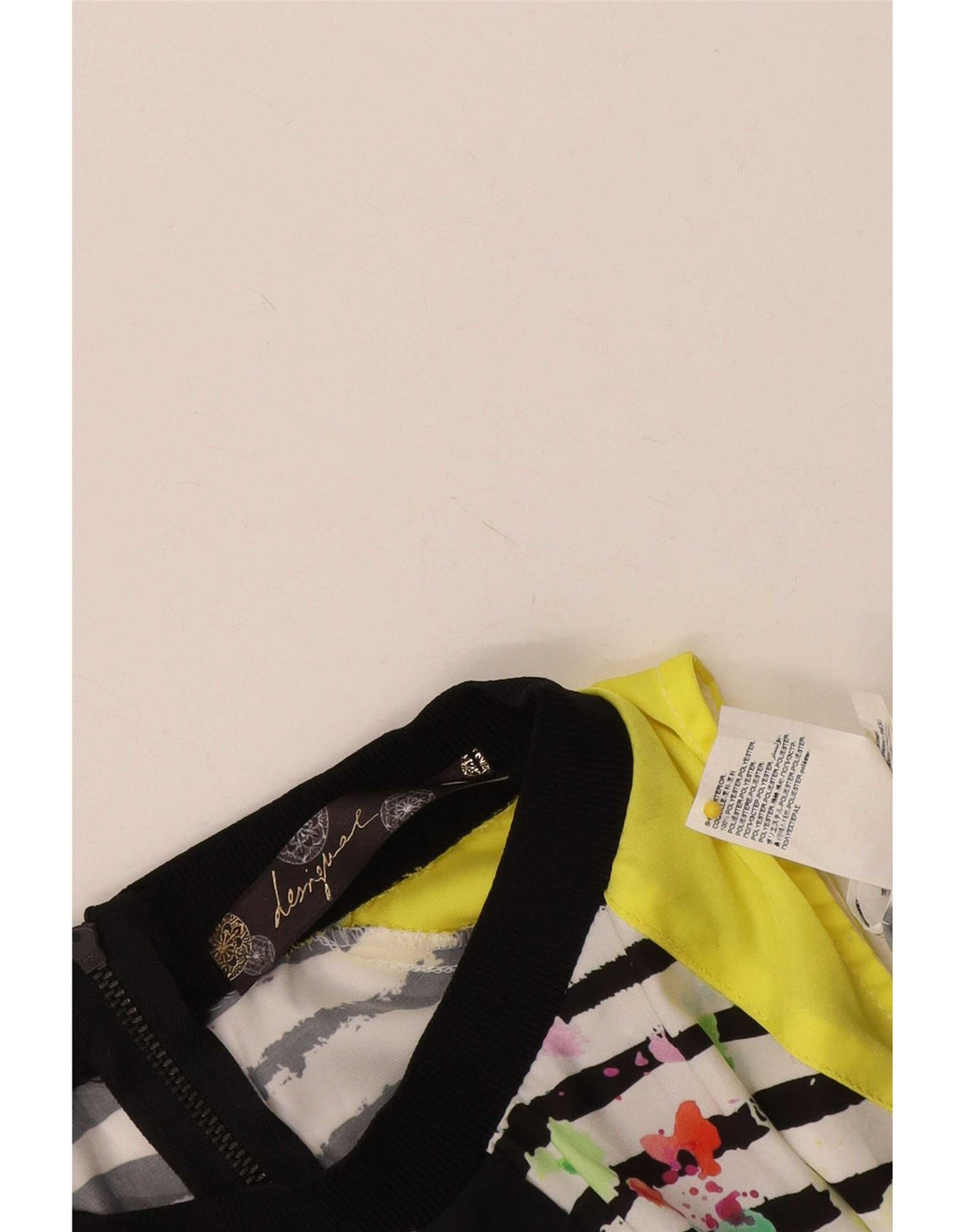 Desigual Dame ærmeløs bluse Top UK 12 Medium hvid stribet polyester