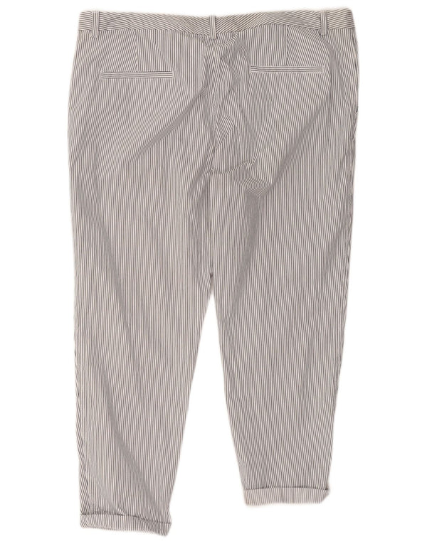 Marks & Spencer Dame Cropped Trousers UK 20 2XL W41 L26 Hvidstribet