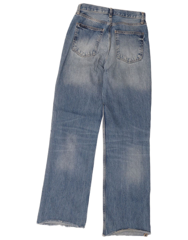 Zara Dame Jeans med høj talje og brede ben EU 36 XS W26 L32 Blå