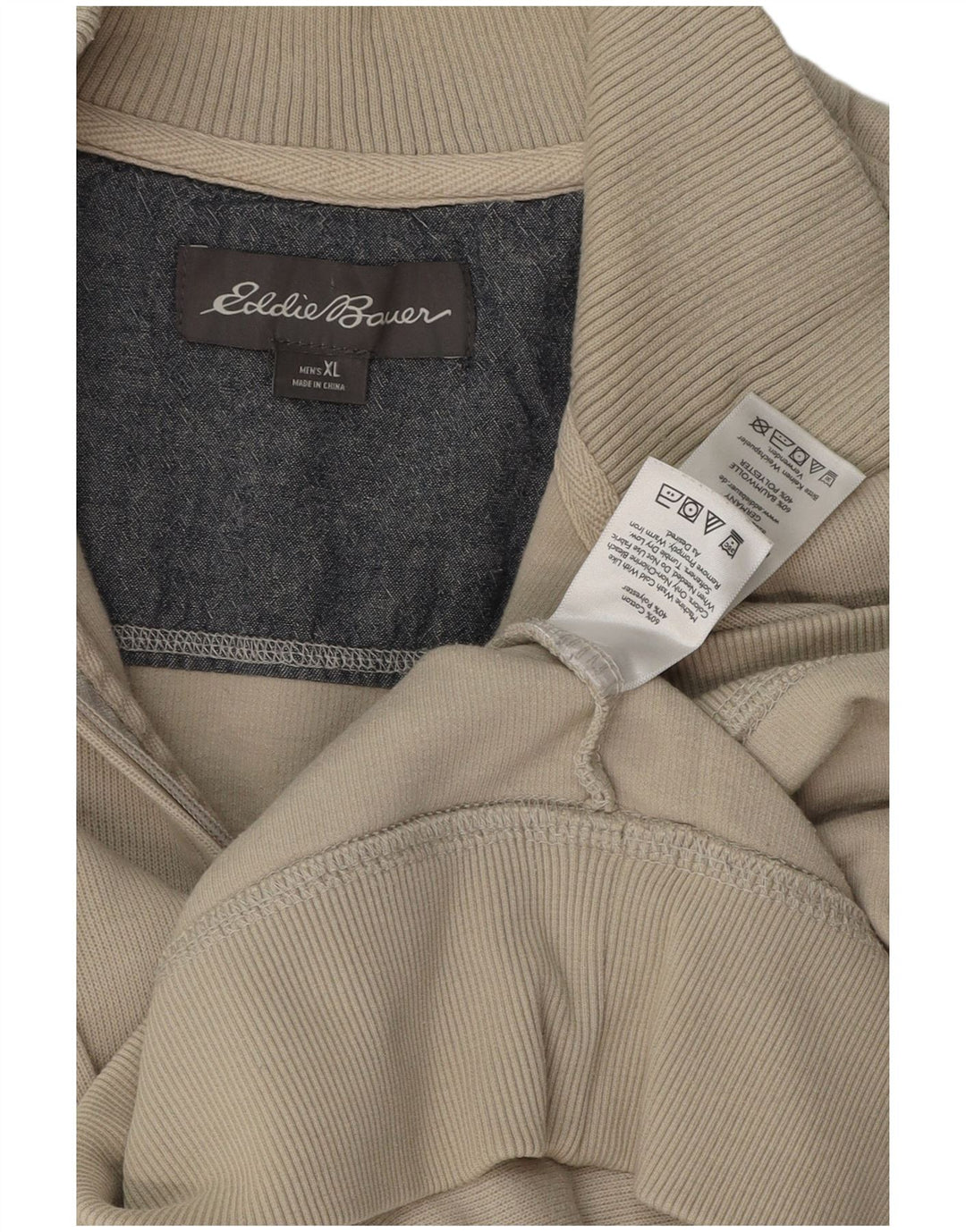 EDDIE BAUER Sweatshirt med lynlås til mænd XL Beige Bomuld