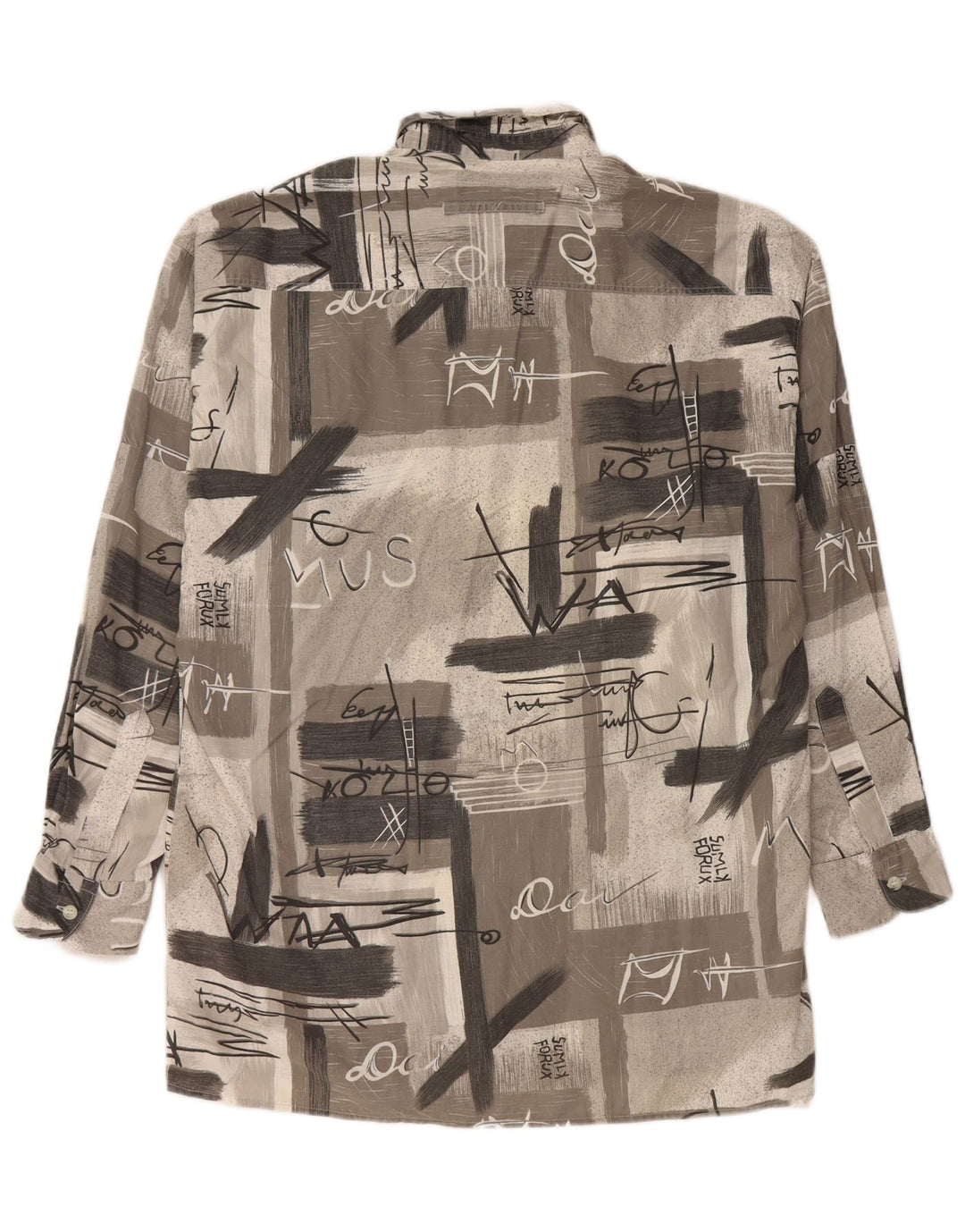 Vintage herre grafisk skjorte, stor grå patchwork