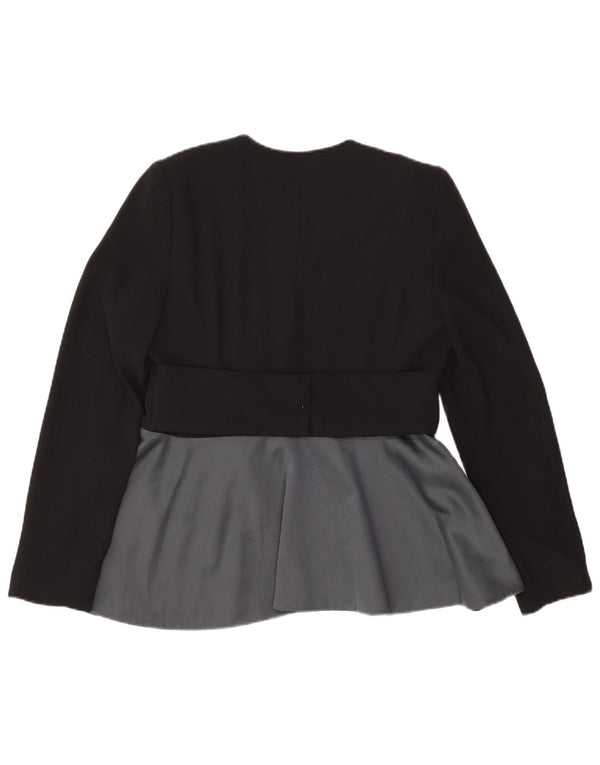 Zara Womens Open Blazer Jacket UK 14 Medium Black Colourblock Polyester