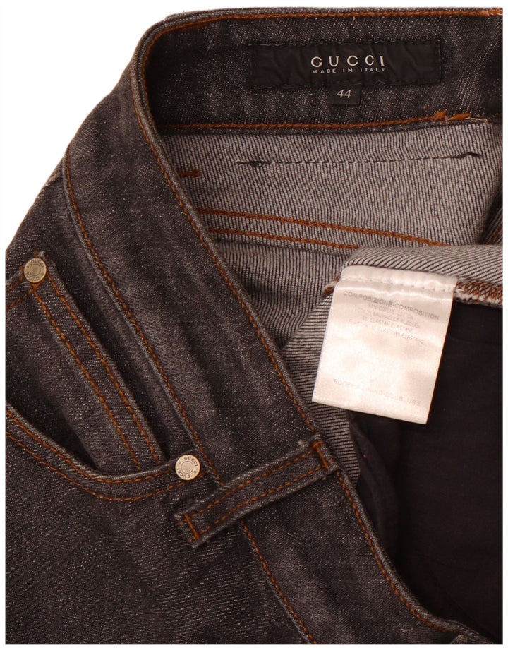 GUCCI Dame Straight Jeans IT 44 Medium W30 L30 Grå Bomuld