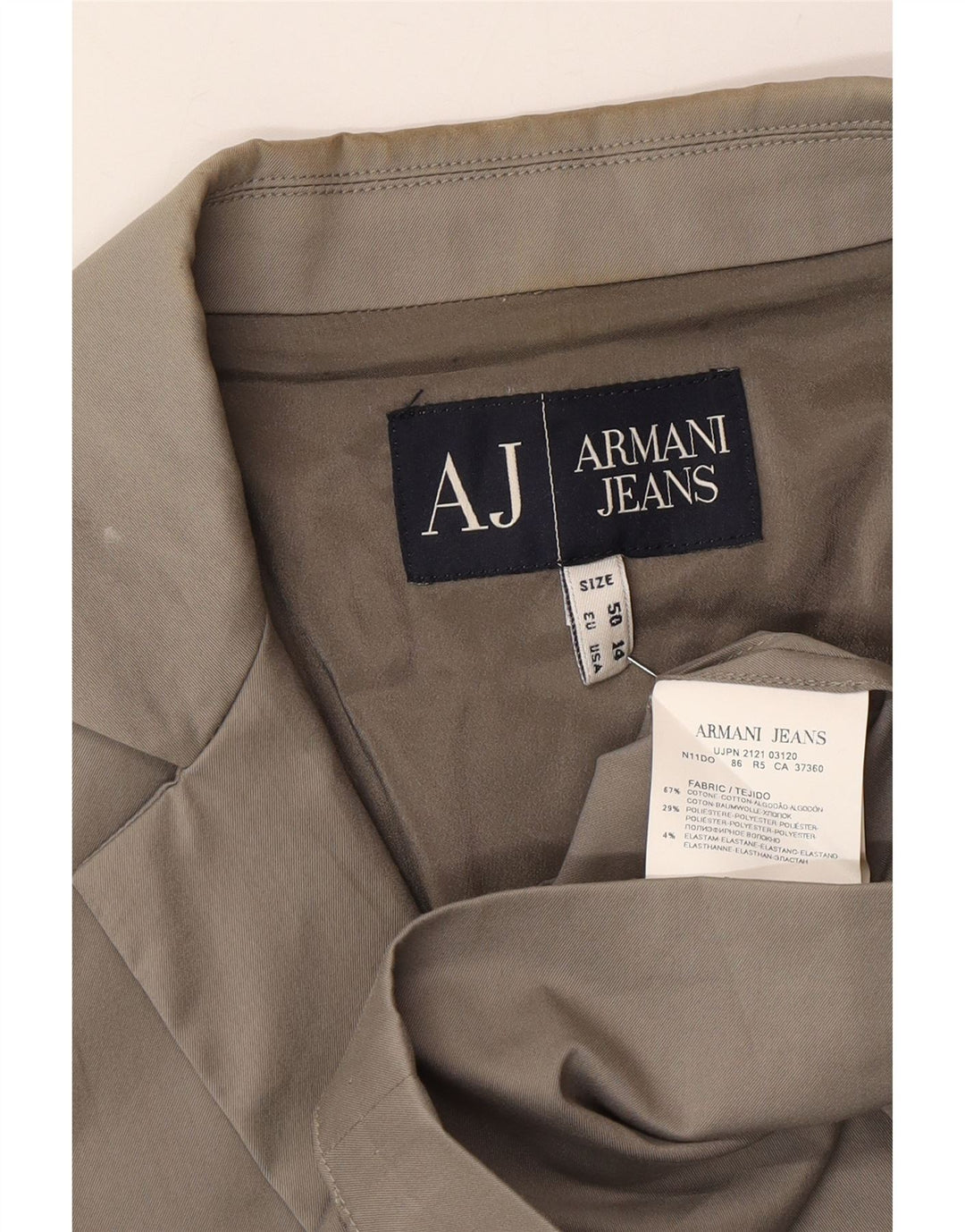 Armani Jeans Dame 2 Button Blazer Jacket US 14 XL Grå Bomuld