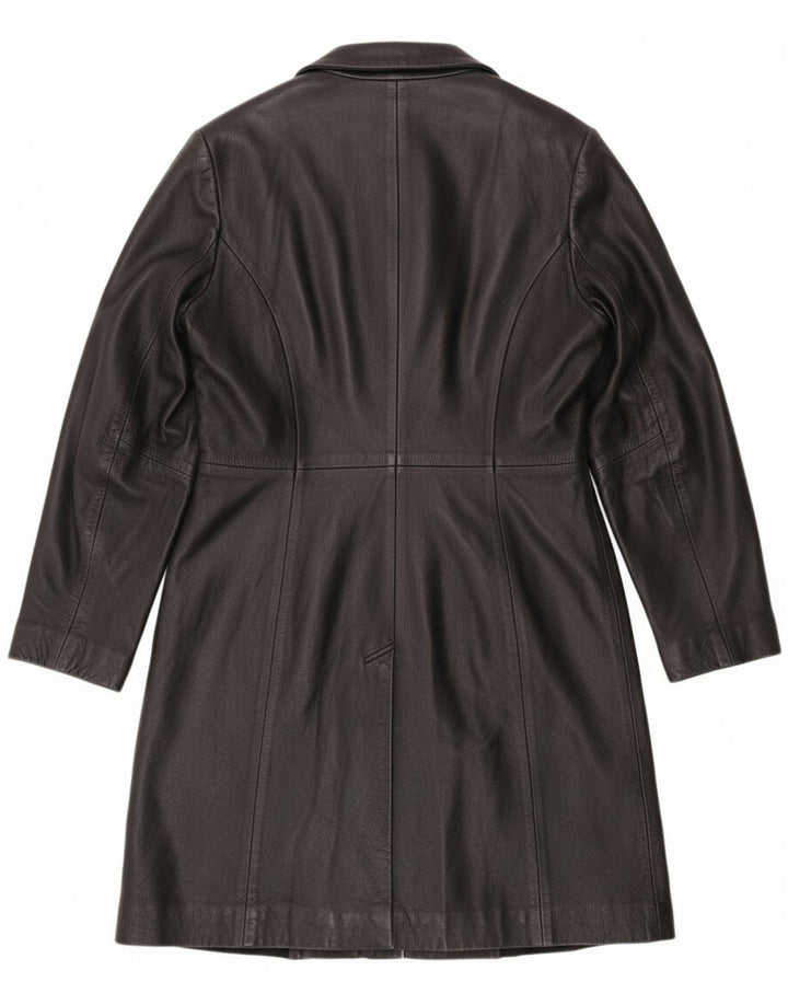 Vintage læderoverfrakke til kvinder UK 12 Medium sort læder