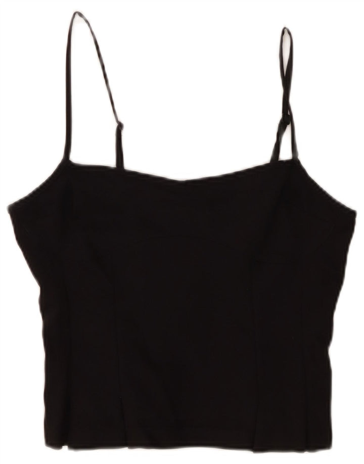 Peachy Den Dame Crop Cami Top UK 12 Medium Sort Bomuld