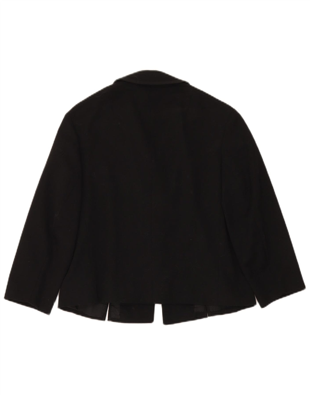 Reine Wolle Dame 3/4-ærmet 3-knaps blazerjakke UK 12 Medium Sort