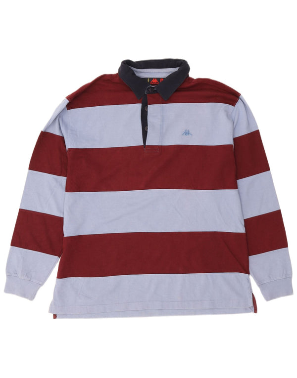 Kappa Langærmet Rugby Polo Shirt XL Bourgogne stribet bomuld