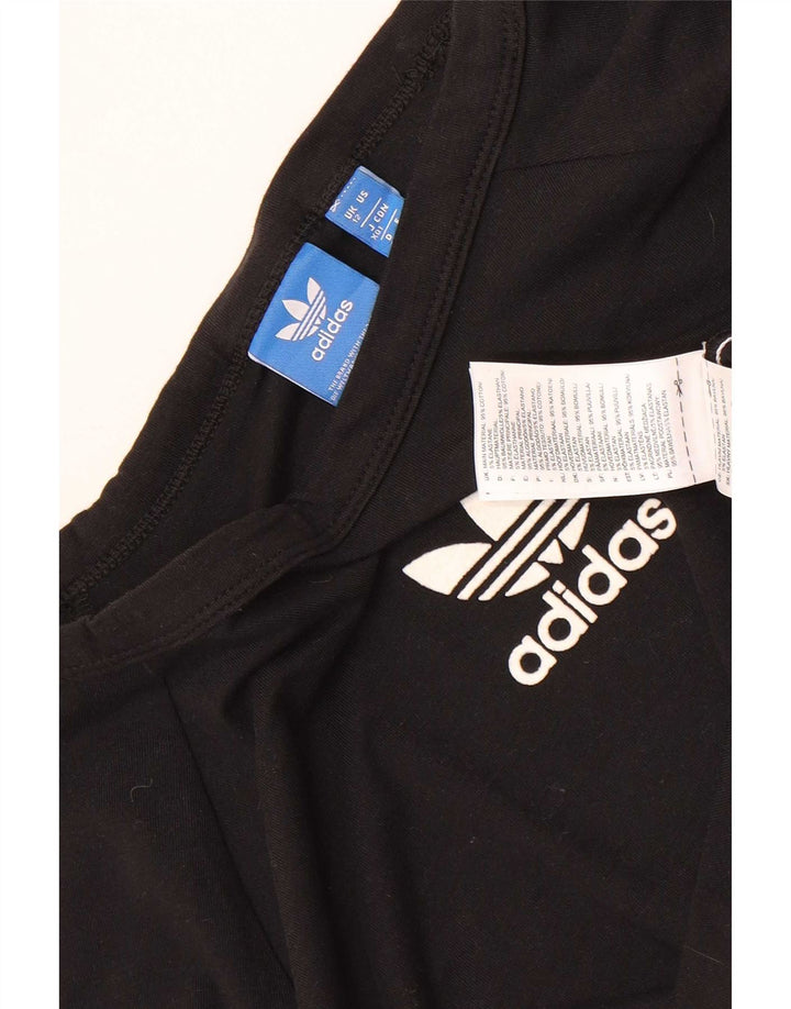 Adidas Dame Crop Grafisk Top Langærmet UK 12 Medium Sort Bomuld