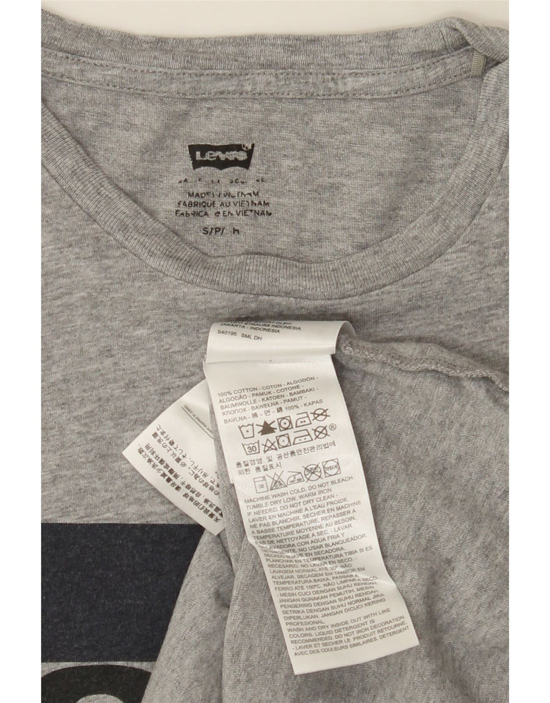 LEVI'S Mens Graphic T-Shirt Top Small Grey Cotton Vintage Levi's and Second-Hand Levi's from Messina Hembry 