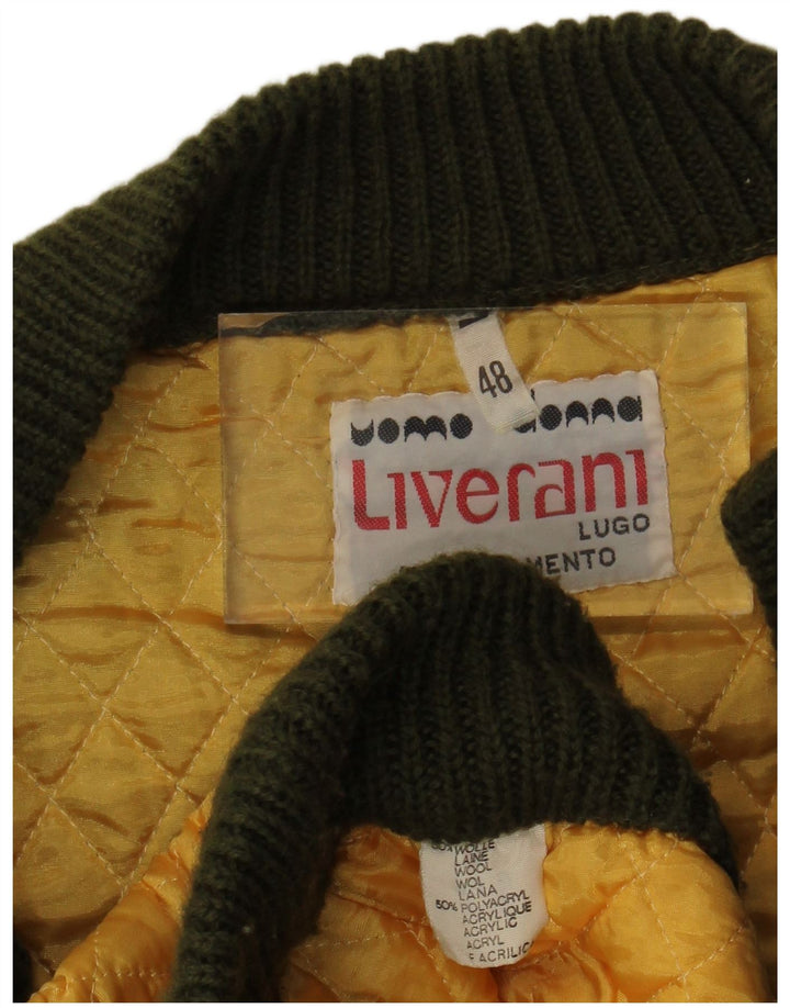 Liverani Herre ærmeløs cardigan sweater IT 48 Medium Khaki Wool
